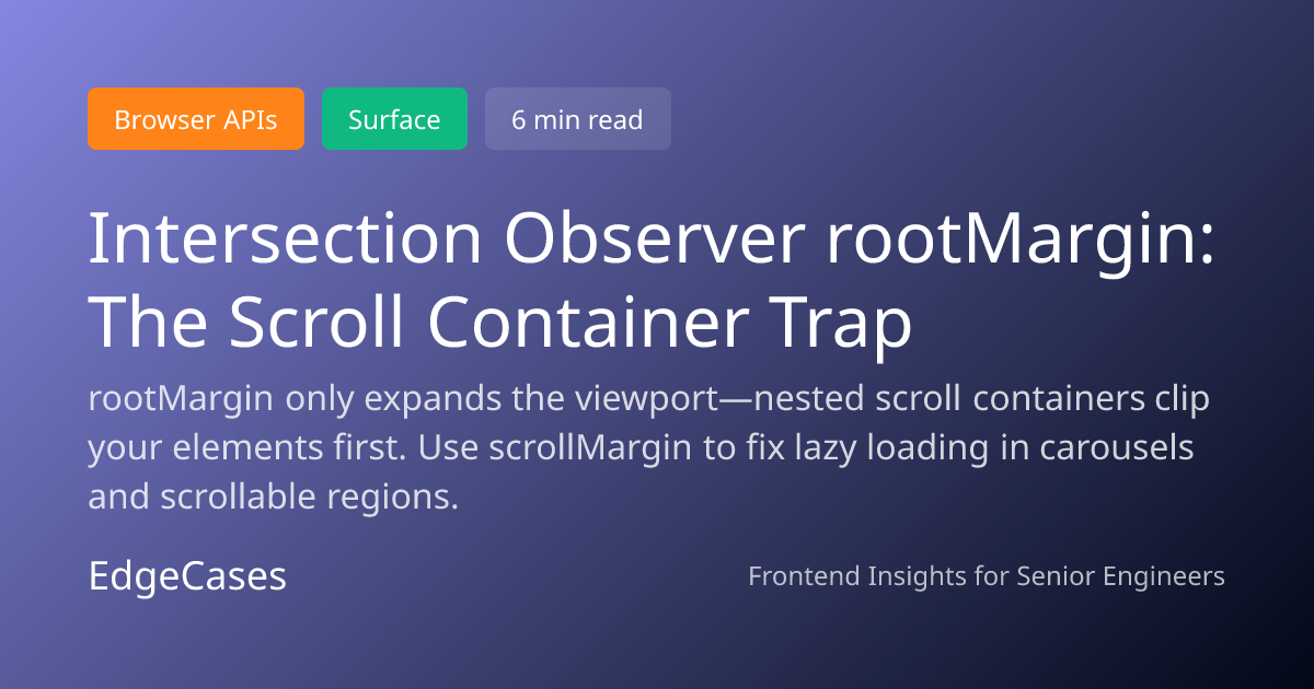 Intersection Observer rootMargin: The Scroll Container Trap | EdgeCases