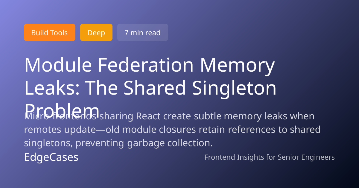 Module Federation Memory Leaks: The Shared Singleton Problem | EdgeCases
