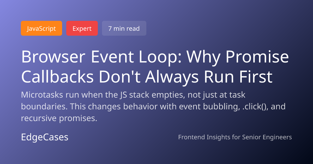 Browser Event Loop: Why Promise Callbacks Don't Always Run First ...
